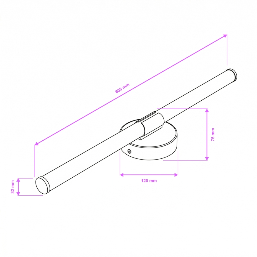 Brilagi - Iluminação LED para espelho de casa de banho LARA LED/10W/230V 60 cm IP44 preto
