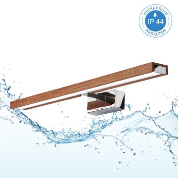 Brilagi - Iluminação LED para espelho de casa de banho WOODY MIRROR 3 em 1 LED/12W/230V 60 cm IP44 cromado brilhante/carvalho cerejeira