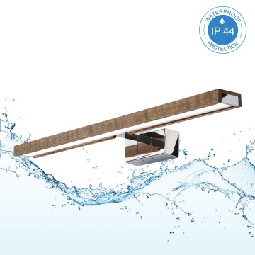 Brilagi - Iluminação LED para espelho de casa de banho WOODY MIRROR 3 em 1 LED/12W/230V 60 cm IP44 cromado brilhante/carvalho nogueira