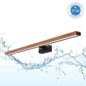 Brilagi - Iluminação LED para espelho de casa de banho WOODY MIRROR 3 em 1 LED/15W/230V 80 cm IP44 preto/cerejeira
