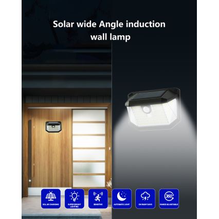 Brilagi - LED Candeeiro de parede solar com sensor de movimento e anoitecer WALLIE LED/4W/5,5V 1200mAh 6500K IP65