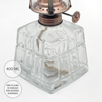 Brilagi - Lâmpada a petróleo MERLIN transparente/bronze/patina