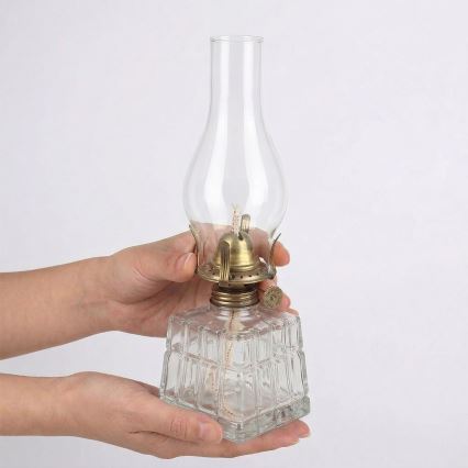 Brilagi - Lâmpada a petróleo MERLIN transparente/dourada/pátina