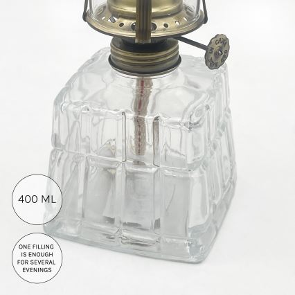 Brilagi - Lâmpada a petróleo MERLIN transparente/dourada/pátina