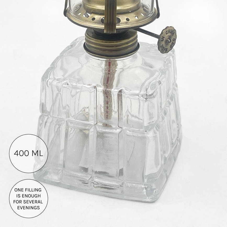 Brilagi - Lâmpada a petróleo MERLIN transparente/dourada/pátina