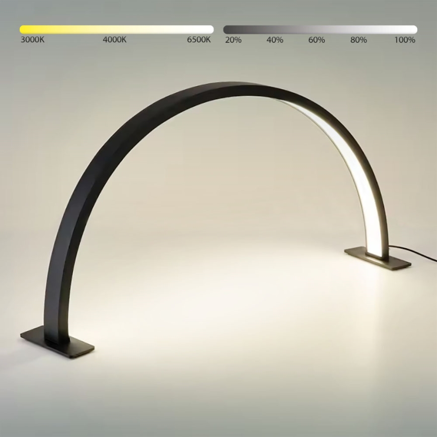 Brilagi - Lâmpada de secretária arqueada LED regulável RADIO LED/30W/24/230V 3000/4000/6500K preta
