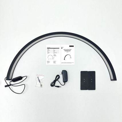Brilagi - Lâmpada de secretária arqueada LED regulável RADIO LED/30W/24/230V 3000/4000/6500K preta