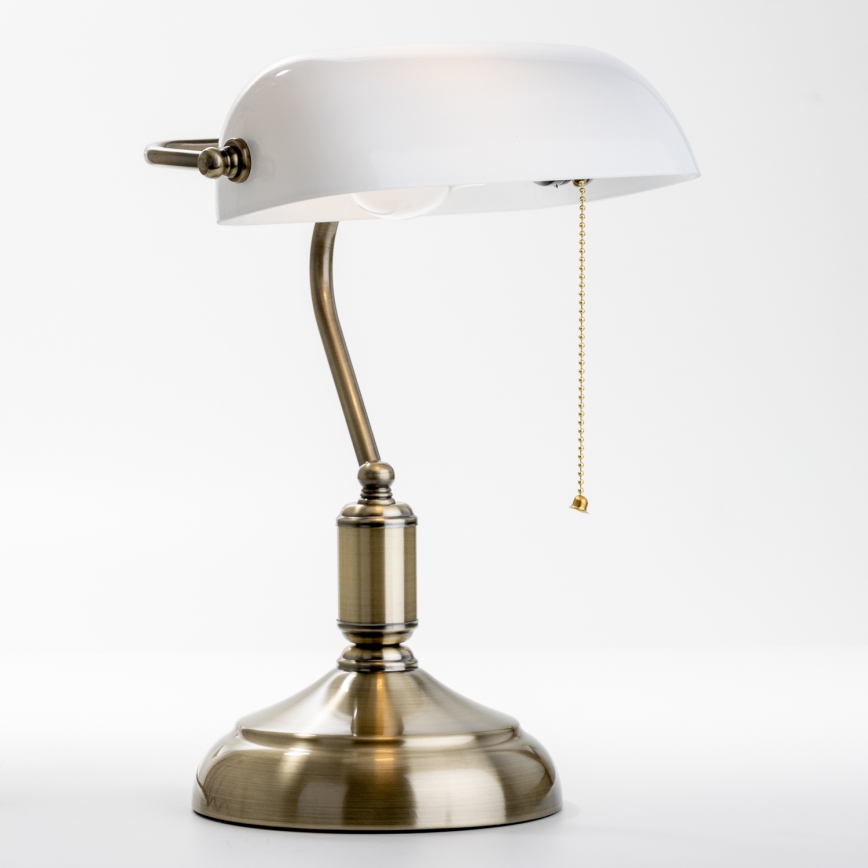 Brilagi - Lâmpada de mesa BANK OFFICE 1xE27/60W/230V latão/branco