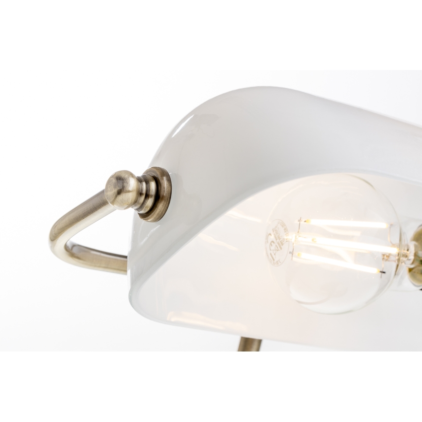 Brilagi - Lâmpada de mesa BANK OFFICE 1xE27/60W/230V latão/branco