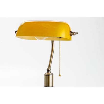 Brilagi - Lâmpada de mesa BANK OFFICE 1xE27/60W/230V latão/laranja