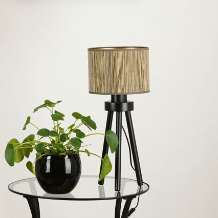 Brilagi - Lâmpada de mesa BOSTON ROLLER 1xE27/15W/230V palha castanho/dourado