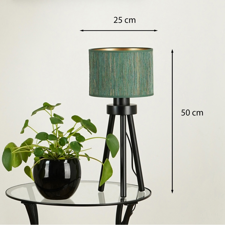 Brilagi - Lâmpada de mesa BOSTON ROLLER 1xE27/15W/230V palha verde/dourado