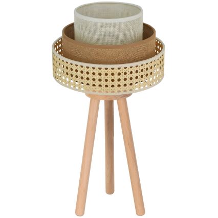 Brilagi - Lâmpada de mesa CEDAR LUNETA 1xE27/15W/230V rattan/marrom/cru