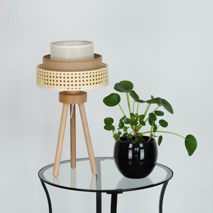 Brilagi - Lâmpada de mesa CEDAR LUNETA 1xE27/15W/230V rattan/marrom/cru