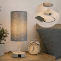 Brilagi - Lâmpada de mesa com porta USB TABLON 1xE27/25W/230V bege/cinzenta