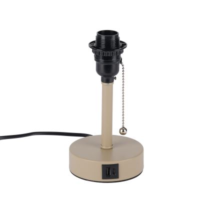 Brilagi - Lâmpada de mesa com porta USB TABLON 1xE27/25W/230V bege/cinzenta