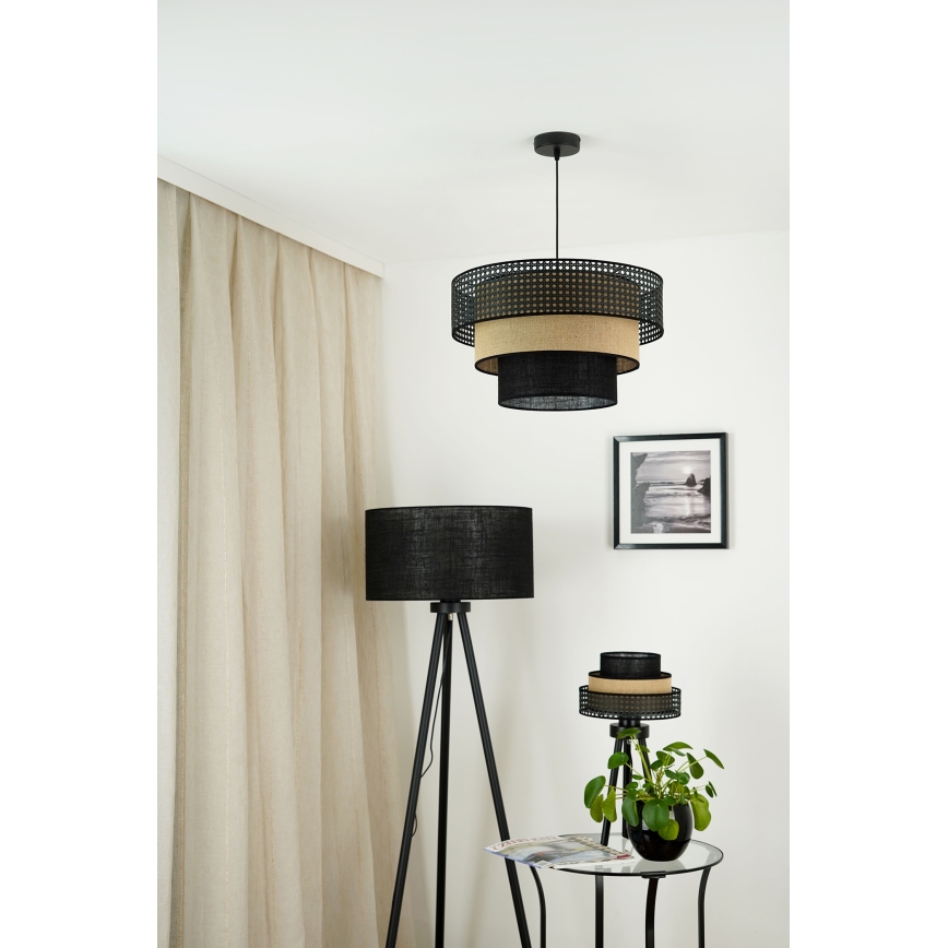 Brilagi - Lâmpada de mesa DAKOTA LUNETA 1xE27/15W/230V preta/vime