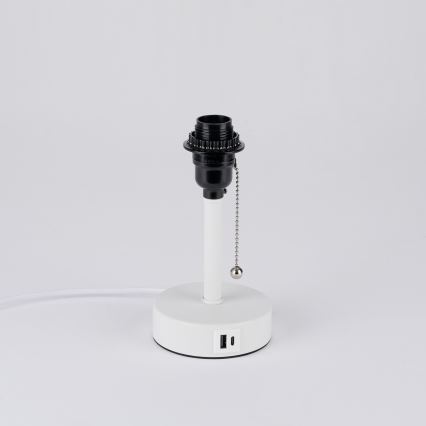 Brilagi - Lâmpada de mesa TABLON com porta USB 1xE27/25W/230V branco/creme
