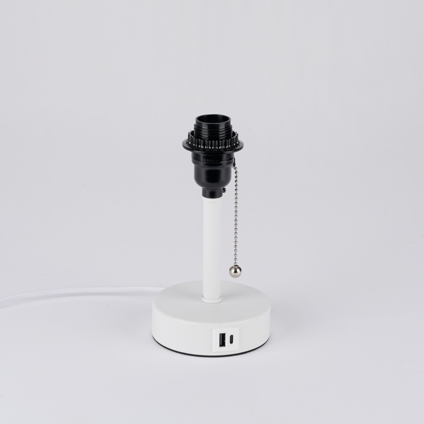 Brilagi - Lâmpada de mesa TABLON com porta USB 1xE27/25W/230V branco/creme