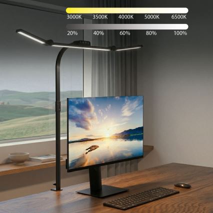 Brilagi - Candeeiro de mesa LED tátil dimerizável com grampo VARIO LED/24W/230V 3000-6500K CRI 92 preto