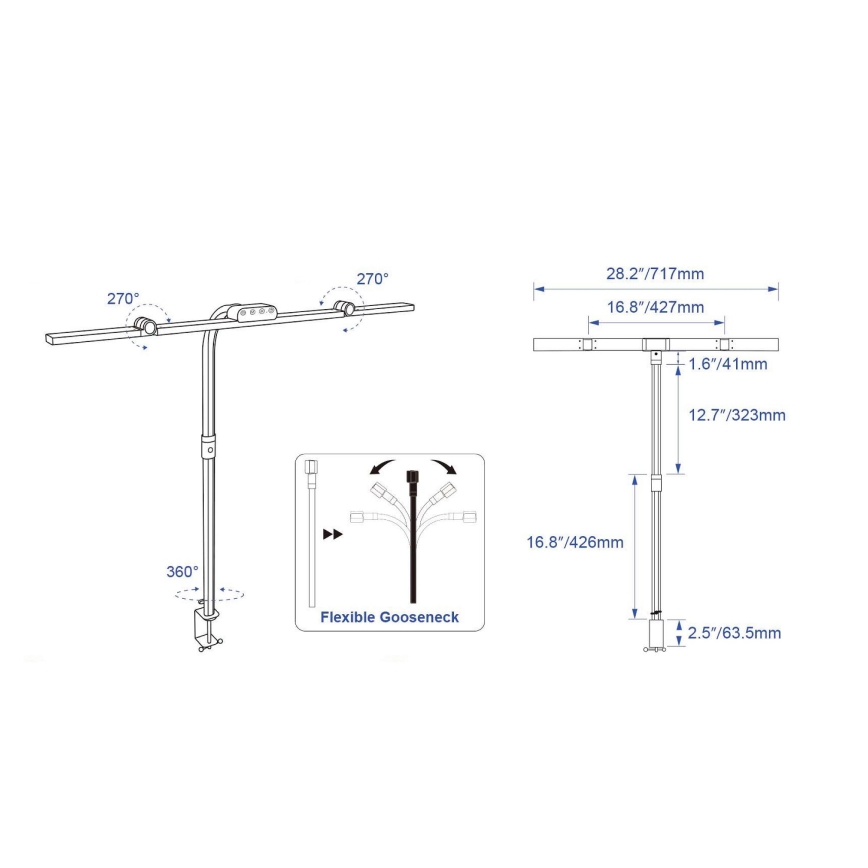 Brilagi - Candeeiro de mesa LED tátil dimerizável com grampo VARIO LED/24W/230V 3000-6500K CRI 92 preto