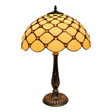 BRILAGI - Lâmpada de mesa Tiffany em vitral IVORY SMOOTH 2xE27/60W/230V