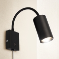Brilagi - Lâmpada de parede flexível com interruptor SELE 1xGU10/30W/230V preta