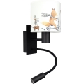 Brilagi - Lâmpada de Parede Flexível LED Infantil BOBO 1xE27/25W/230V + LED/3W preta/branca/com motivos de animais
