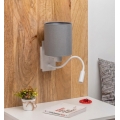 Brilagi - Lâmpada de parede flexível LED NUBILA 1xE27/25W/230V + LED/3W branco/cinzento claro