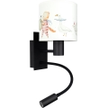Brilagi - Lâmpada de parede flexível LED para crianças BOBO 1xE27/25W/230V + LED/3W preto/branco/com motivos de animais