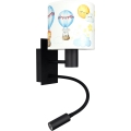 Brilagi - Lâmpada de parede infantil flexível LED BOBO 1xE27/25W/230V + LED/3W preta/branca/com motivos de animais
