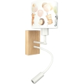 Brilagi - Lâmpada de parede infantil LED flexível BOBO WOOD 1xE27/25W/230V + LED/3W carvalho/branco/animais