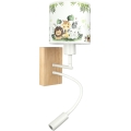 Brilagi - Lâmpada de parede infantil LED flexível BOBO WOOD 1xE27/25W/230V + LED/3W carvalho/branco/verde/selva