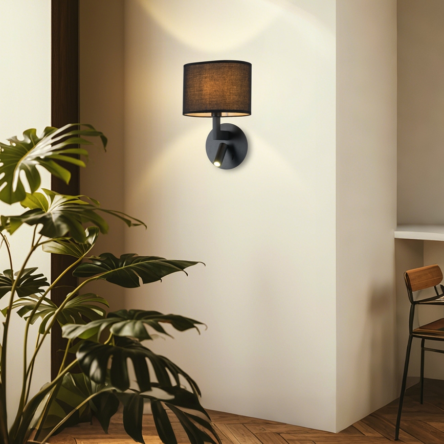 Brilagi - Lâmpada de parede LED DAYA 1xE14/40W/230V + LED/3W preta