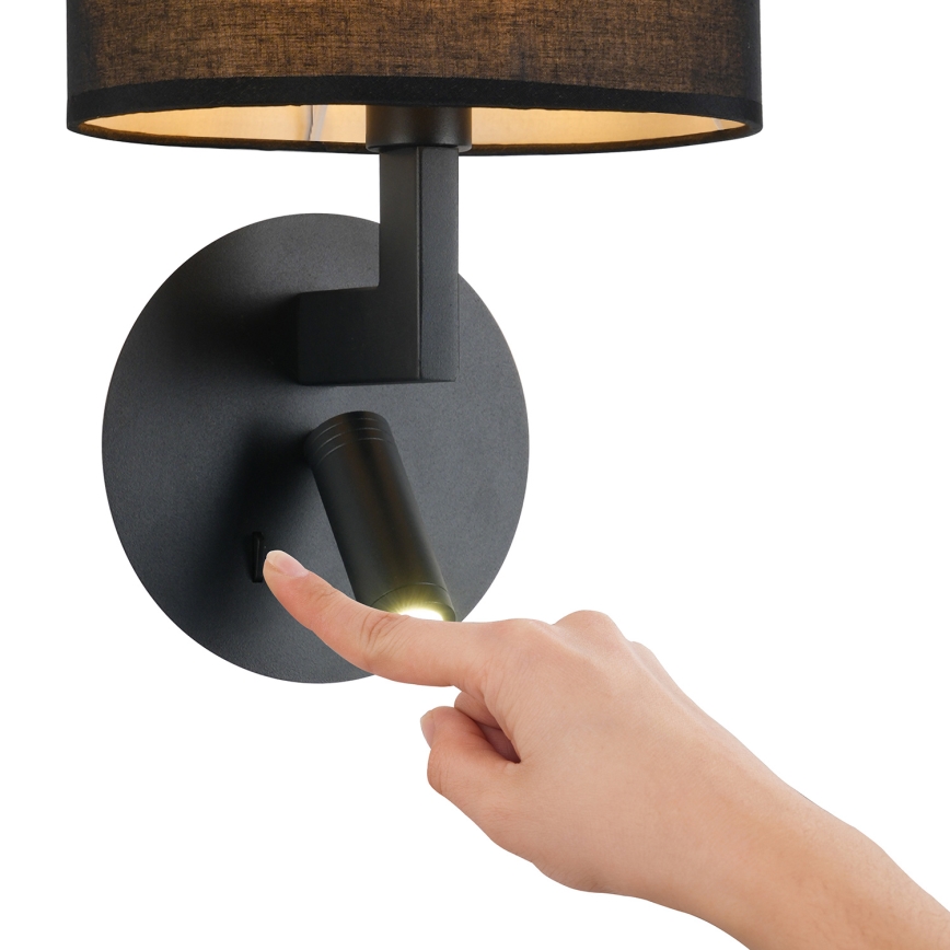 Brilagi - Lâmpada de parede LED DAYA 1xE14/40W/230V + LED/3W preta