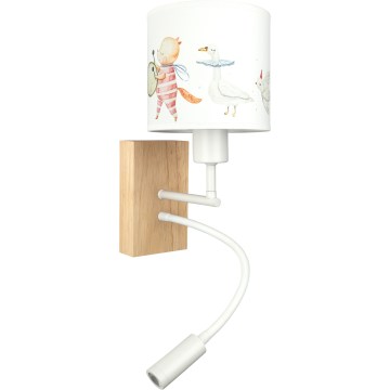 Brilagi - Lâmpada de parede LED flexível infantil BOBO WOOD 1xE27/25W/230V + LED/3W carvalho/branco/com motivos de animais