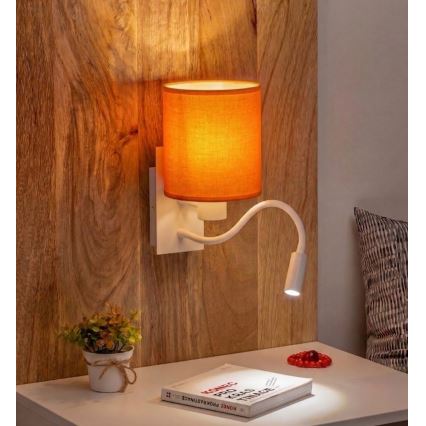 Brilagi - Aplique de Parede Flexível LED NUBILA 1xE27/25W/230V + LED/3W branco/laranja
