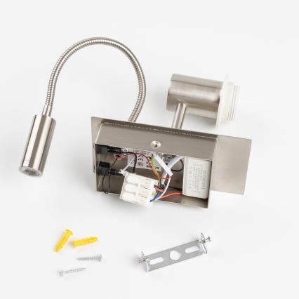Brilagi - Aplique de parede LED flexível NUBILA 1x E27 (25W/230V) + LED integrado 3W, cromo fosco/amarelo