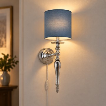 BRILAGI - Lâmpada de parede NUBILA 1xE27/60W/230V cromado brilhante/azul escuro