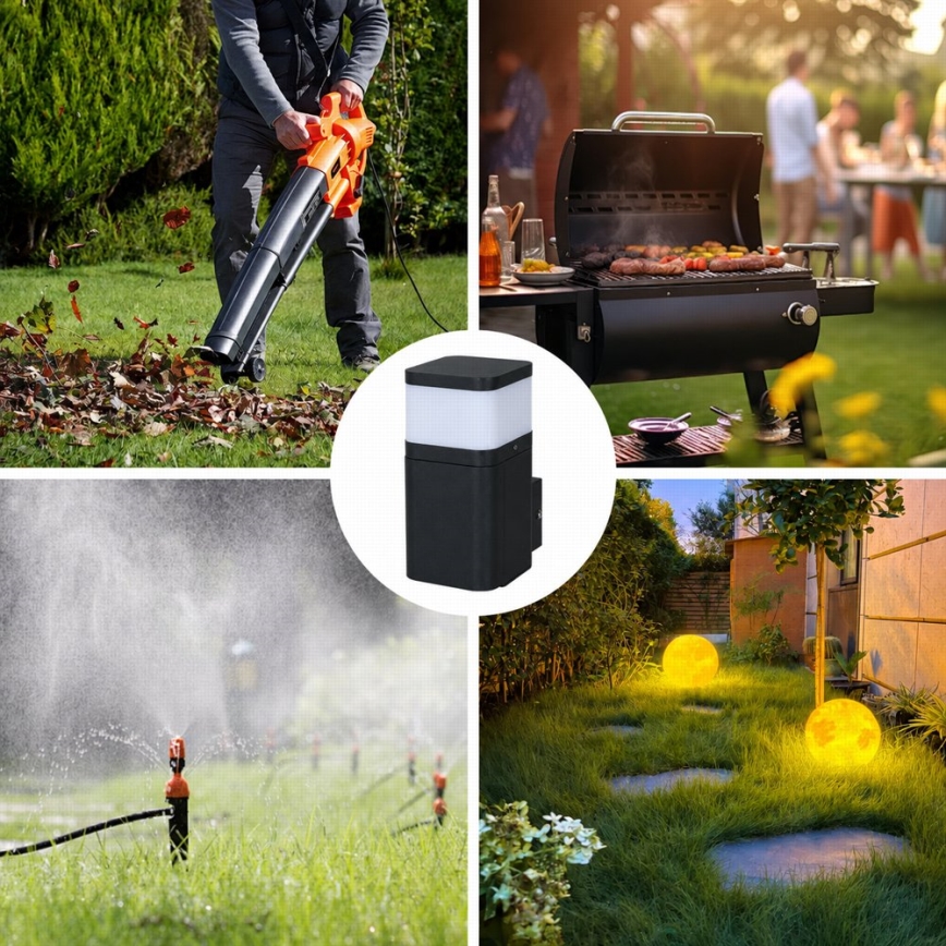 BRILAGI - Luminária de parede para exterior com tomada SCHUKO PILLAR 1xG9/11W/230V IP44 preta