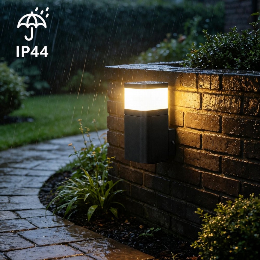 BRILAGI - Luminária de parede para exterior com tomada SCHUKO PILLAR 1xG9/11W/230V IP44 preta