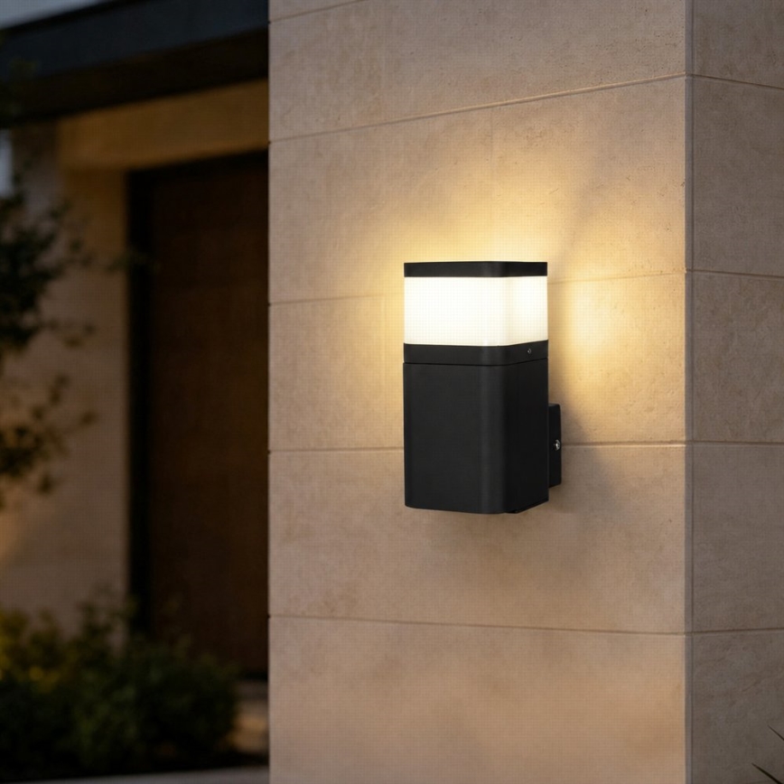 BRILAGI - Luminária de parede para exterior com tomada SCHUKO PILLAR 1xG9/11W/230V IP44 preta