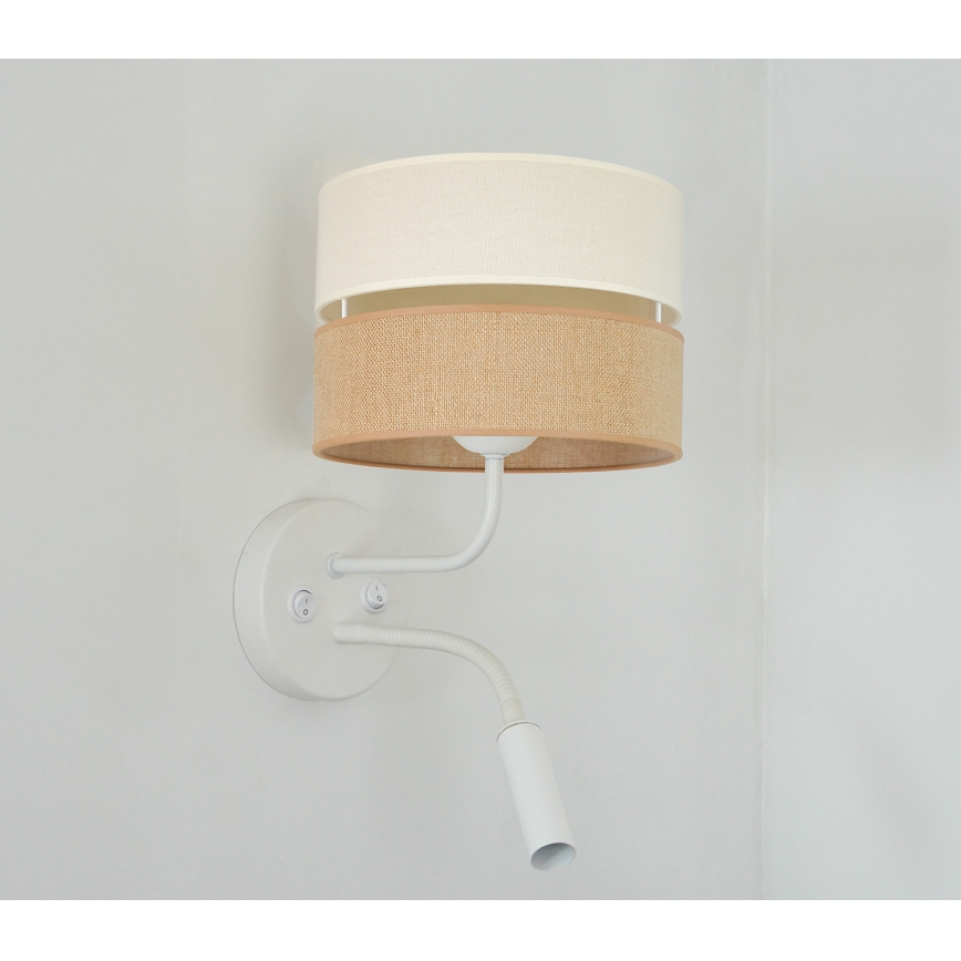 Brilagi - Lâmpada de parede ROYAL YUTE 1xE27/15W/230V + 1xG9/6W bege/creme/branco