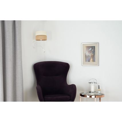 Brilagi - Lâmpada de parede ROYAL YUTE 1xE27/15W/230V + 1xG9/6W bege/creme/branco