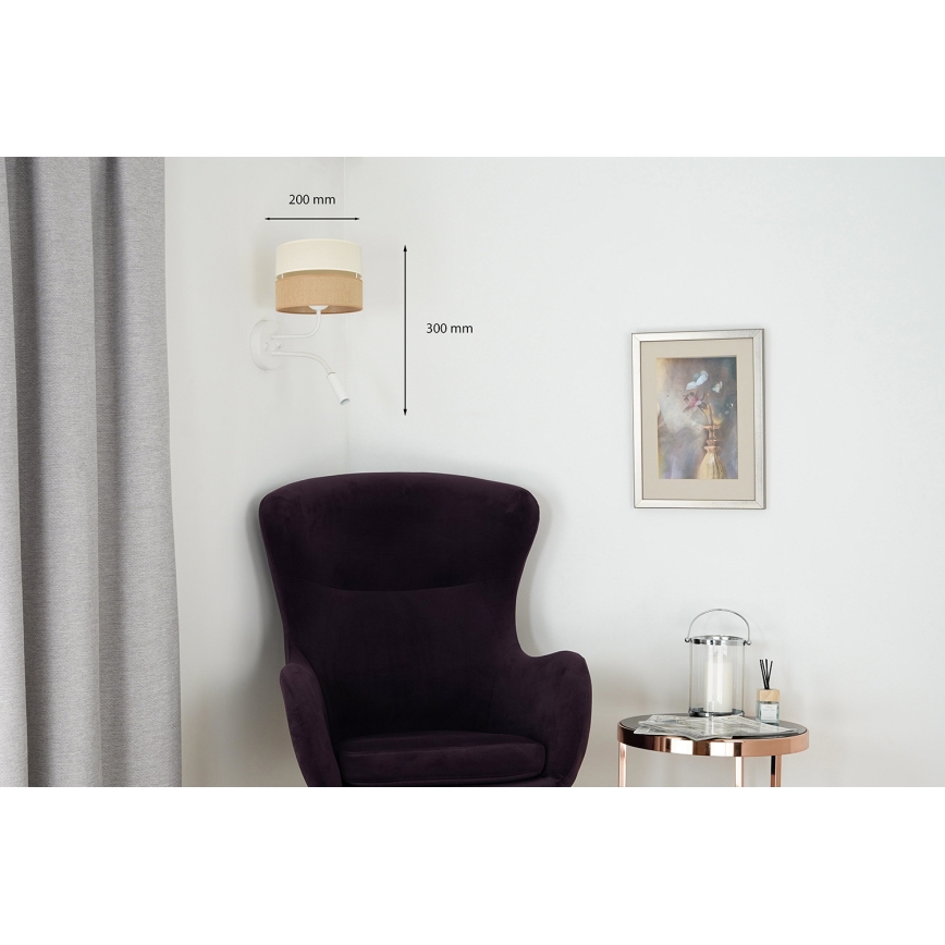 Brilagi - Lâmpada de parede ROYAL YUTE 1xE27/15W/230V + 1xG9/6W bege/creme/branco