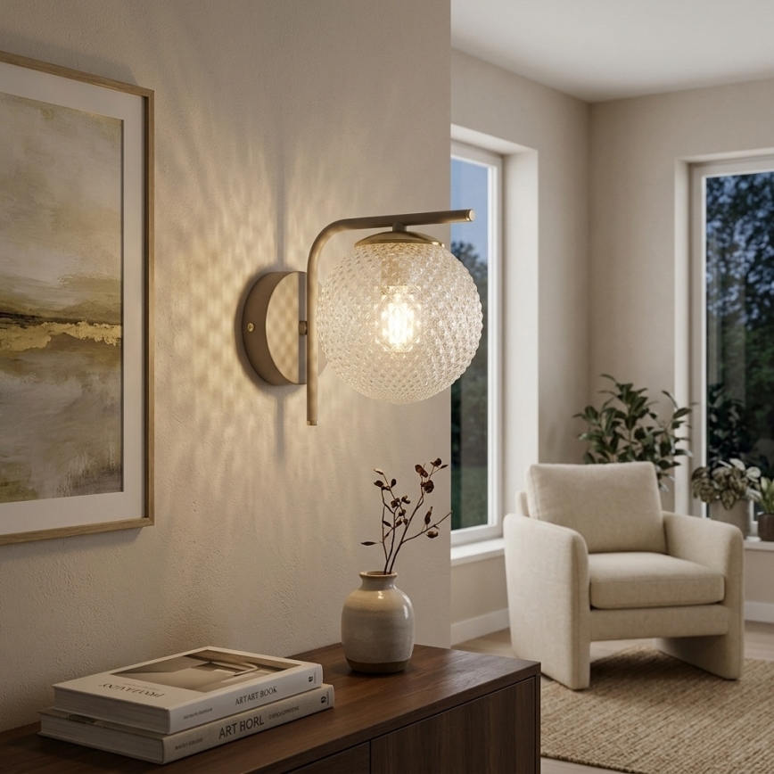 Brilagi - Lâmpada de parede STELLA 1xE27/60W/230V bege/dourada
