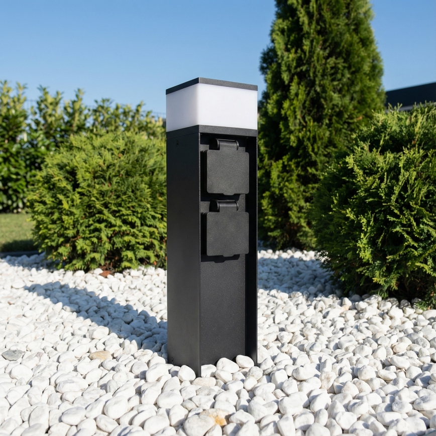 Brilagi - Lâmpada exterior com 2 tomadas SCHUKO 1xG9/11W/230V IP44 preta