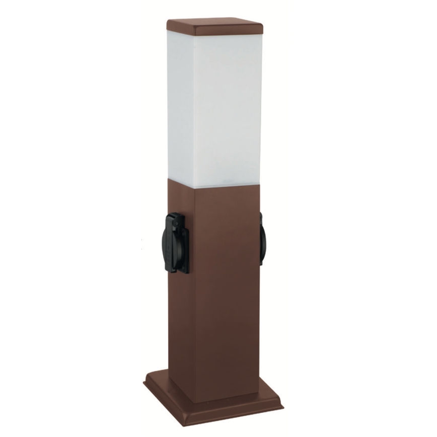Brilagi - Candeeiro exterior com 2 tomadas SCHUKO NOVA 1xE27/15W/230V 40 cm IP44 castanho