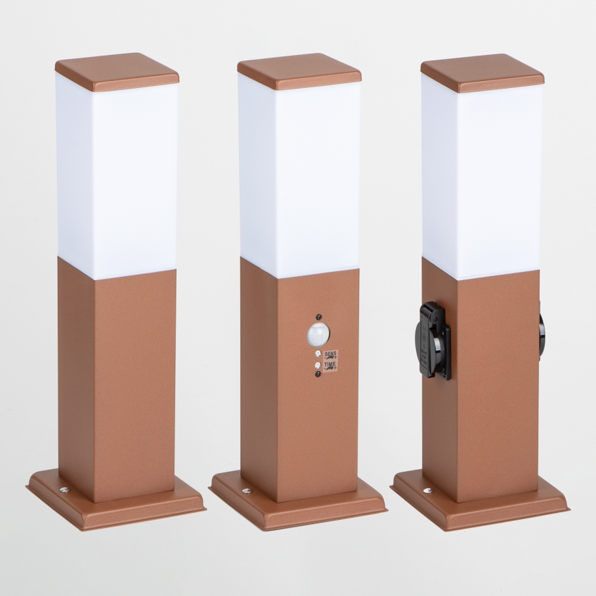 Brilagi - Candeeiro exterior com 2 tomadas SCHUKO NOVA 1xE27/15W/230V 40 cm IP44 castanho