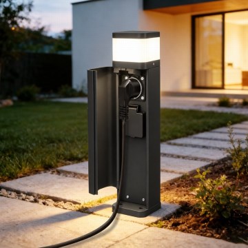 BRILAGI - Lâmpada exterior com 2 tomadas SCHUKO PILLAR 1xG9/11W/230V IP44 preta